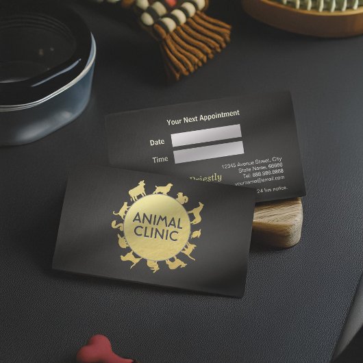 動物クリニック病院ペットケアシッター金ゴールド動物 予約カード
