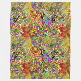 動物クールのシームレスなパターン – 蝶1 フリースブランケット