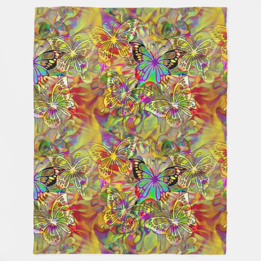 動物クールのシームレスなパターン – 蝶1 フリースブランケット (正面)