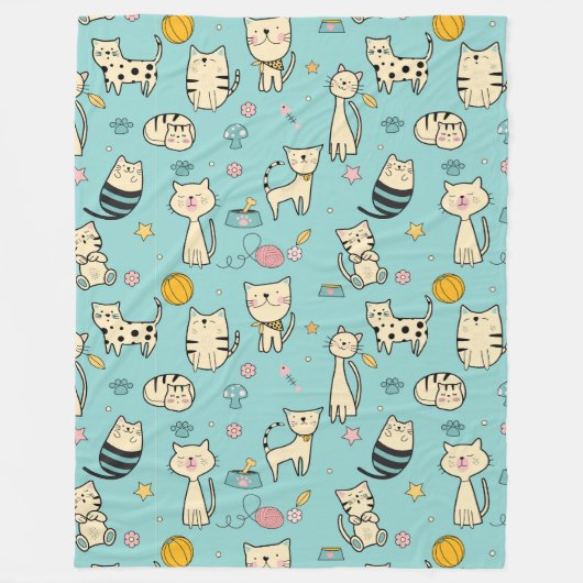 動物クール柄かわいい猫1 フリースブランケット (正面)