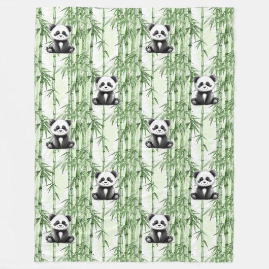 動物クール柄 – かわいいパンダ1 フリースブランケット (正面)