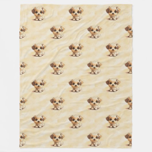 動物クール柄 – かわいい犬5 フリースブランケット (正面)