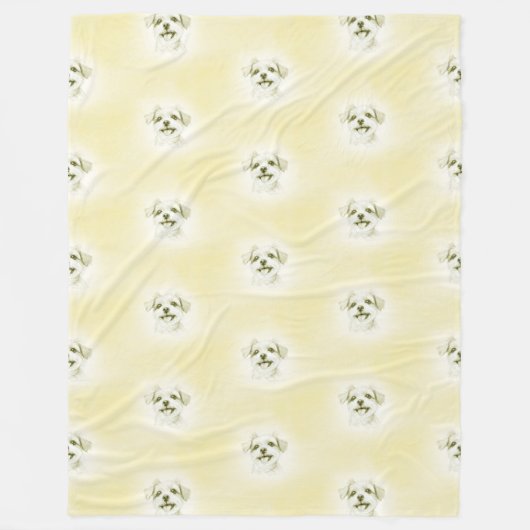 動物クール柄 – かわいい犬7 フリースブランケット (正面)