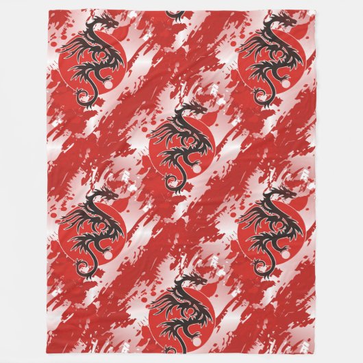 動物クール模様 – ドラゴン4 フリースブランケット (正面)