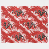 動物クール模様 – ドラゴン4 フリースブランケット (正面(横))