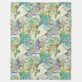 動物クール模様 – ファインアートユニコーン1 フリースブランケット