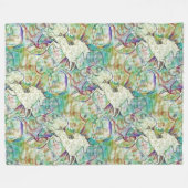 動物クール模様 – ファインアートユニコーン1 フリースブランケット (正面(横))