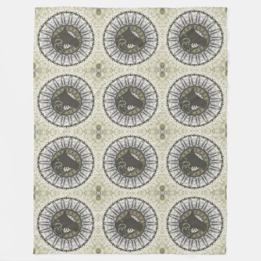 動物クール模様 – マンダラホース1 フリースブランケット (正面)