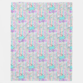 動物クール模様 – 漫画ユニコーン1 フリースブランケット