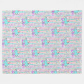 動物クール模様 – 漫画ユニコーン1 フリースブランケット (正面(横))