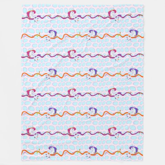 動物クール模様 – 漫画ユニコーン4 フリースブランケット (正面)