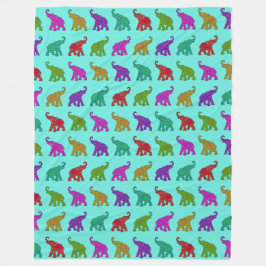 動物クール模様 – 象8 フリースブランケット