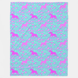 動物クール模様 – 馬のシルエット1 フリースブランケット