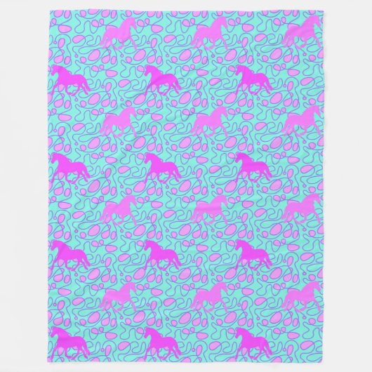 動物クール模様 – 馬のシルエット1 フリースブランケット (正面)