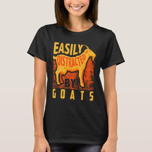 動物クール用のヤギに気を取られる Tシャツ (正面)