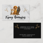 動物グルーミング |はさみ |かわいい犬の猫 名刺 (正面/裏面)