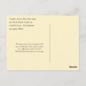 動物ケア事業の感謝を表す水彩ねこカード ポストカード (裏面)