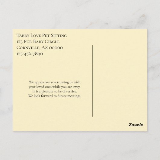 動物ケア事業の感謝を表す水彩ねこカード ポストカード (裏面)