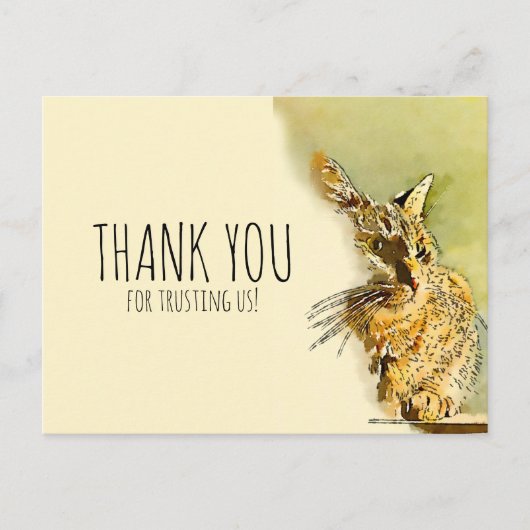 動物ケア事業の感謝を表す水彩ねこカード ポストカード (正面)