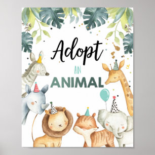 動物サファリの動物の誕生日表の記号を採用 ポスター