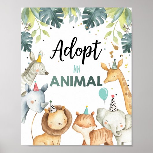 動物サファリの動物の誕生日表の記号を採用 ポスター (正面)