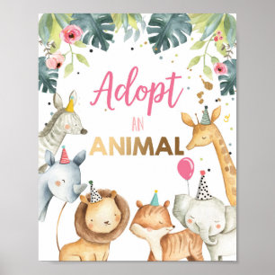 動物サファリの動物の誕生日表の記号を採用 ポスター