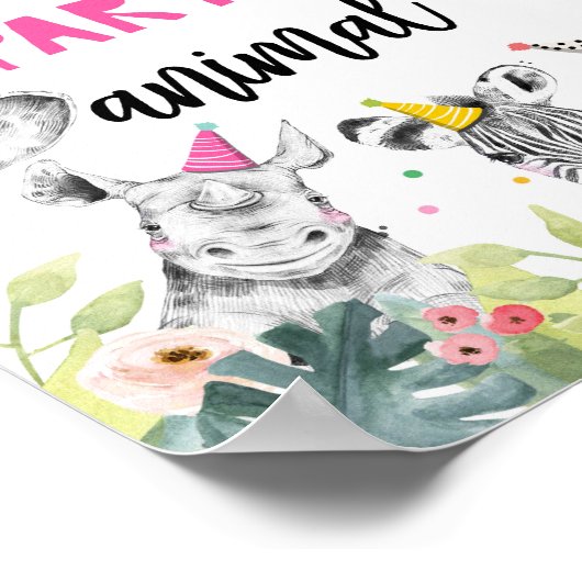 動物サファリの動物の誕生日表の記号を採用 ポスター (角)