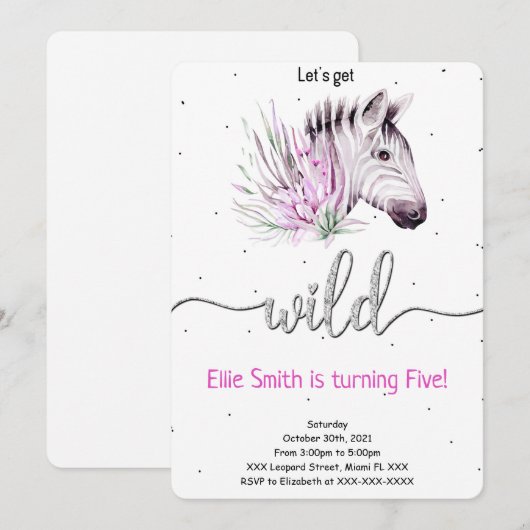 動物サファリ誕生日招待状 招待状 (正面/裏面)