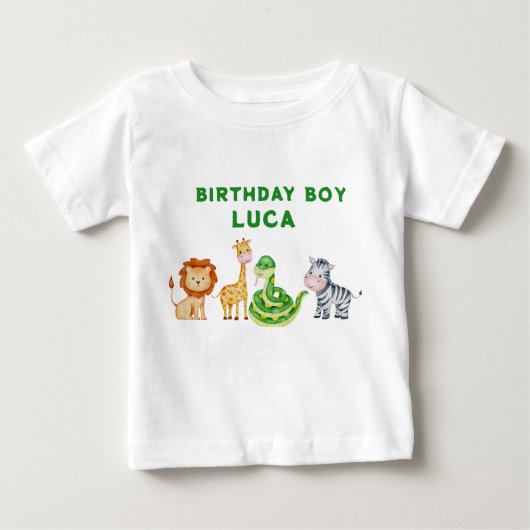 動物サファリ誕生日Tシャツ ベビーTシャツ (正面)