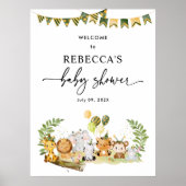 動物サファリ赤ちゃんシャワー歓迎の看板ポスター ポスター (正面)