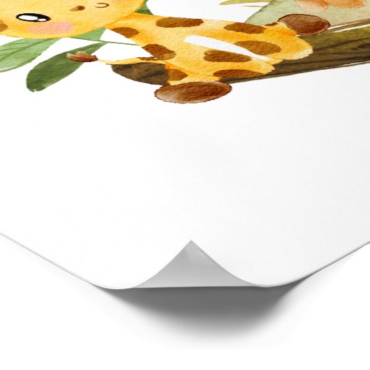 動物サファリ赤ちゃんシャワー歓迎の看板ポスター ポスター (角)