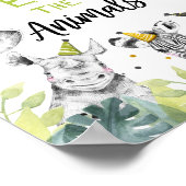 動物サファリ食べ物を与えーのパーティーの動物のサインをしない ポスター (角)