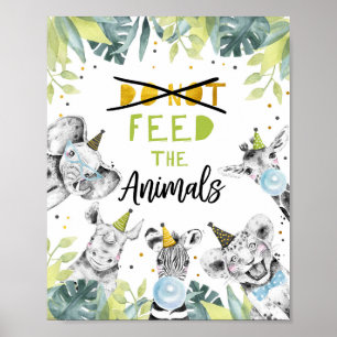 動物サファリ食べ物を与えーのパーティーの動物のサインをしない ポスター