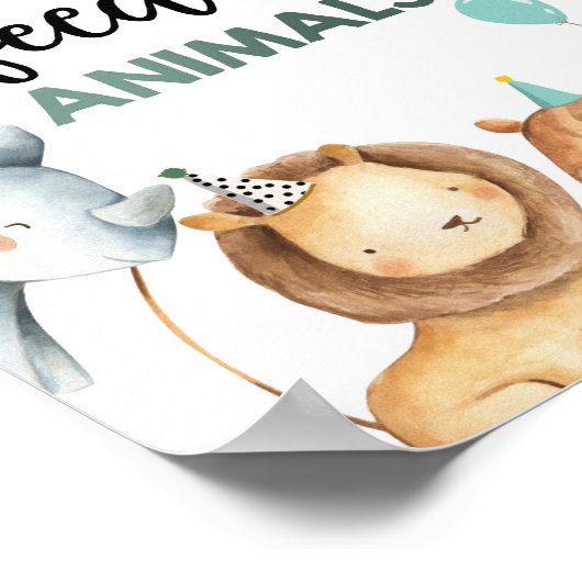 動物サファリ食べ物を与えーの誕生日表の記号を使用しない ポスター (角)