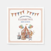 動物サーカスお洒落パーティーベビーシャワー スタンダードカクテルナプキン (正面)