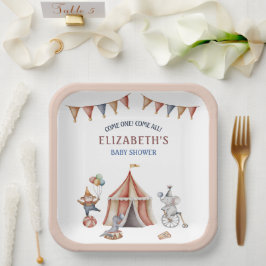 動物サーカスお洒落パーティーベビーシャワー ペーパープレート