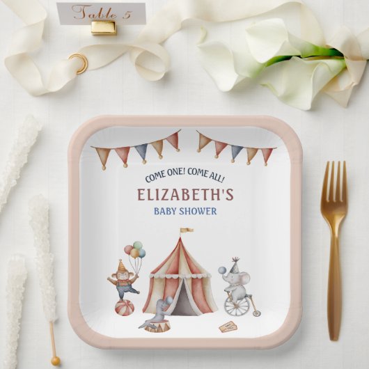 動物サーカスお洒落パーティーベビーシャワー ペーパープレート (ウェディング)