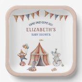 動物サーカスお洒落パーティーベビーシャワー ペーパープレート (正面)
