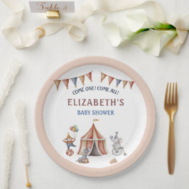 動物サーカスお洒落パーティーベビーシャワー ペーパープレート