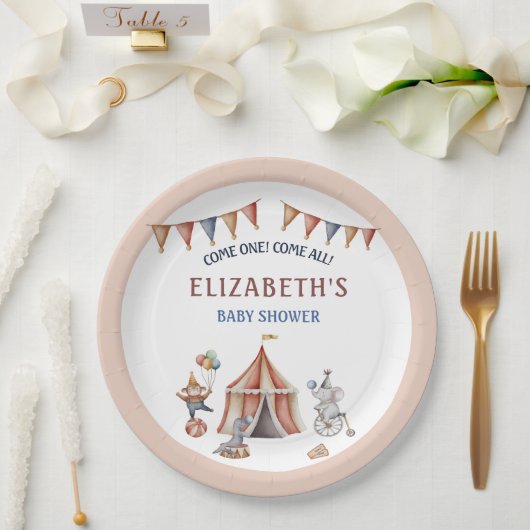 動物サーカスお洒落パーティーベビーシャワー ペーパープレート (ウェディング)