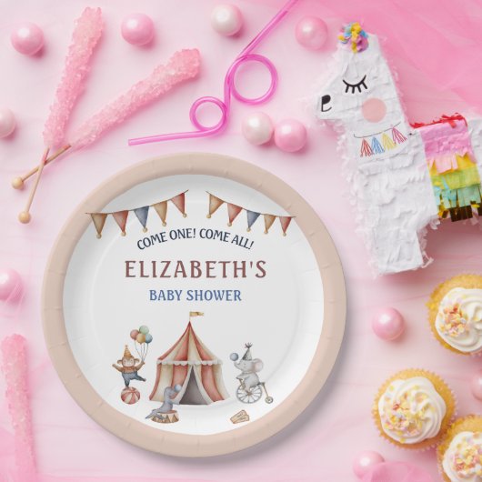 動物サーカスお洒落パーティーベビーシャワー ペーパープレート (パーティー)