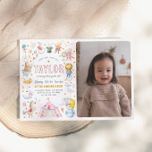 動物サーカス |水彩カーニバルフォト誕生日 招待状