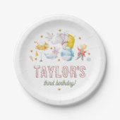 動物サーカス |水彩カーニバル誕生日パーティー ペーパープレート (正面)