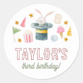 動物サーカス |水彩カーニバル誕生日パーティー ラウンドシール (正面)