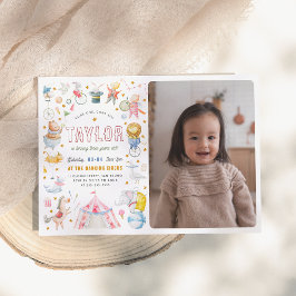 動物サーカス | 水彩カーニバル フォト 誕生日 招待状