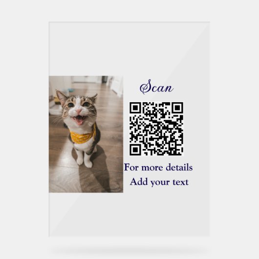 動物シンプル名詳細QRコード追加文字写真 アクリルサイン (正面)