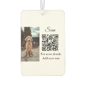 動物シンプル名詳細QRコード追加文字写真 カーエアーフレッシュナー (裏面)