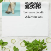 動物シンプル名詳細QRコード追加文字写真 キッチンタオル (折り畳み)