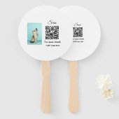 動物シンプル名詳細QRコード追加文字写真 ハンドファン (正面&裏面)