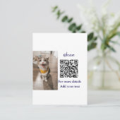 動物シンプル名詳細QRコード追加文字写真 ポストカード (スタンド正面)